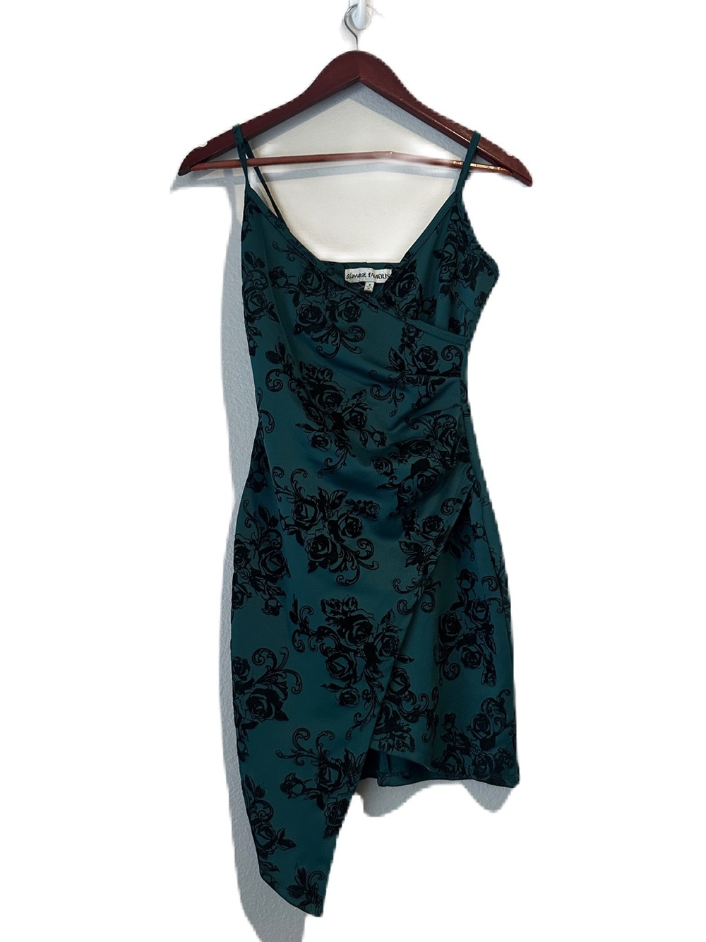 Teal Green Blue Black Velvet Asymmetrical Dress
